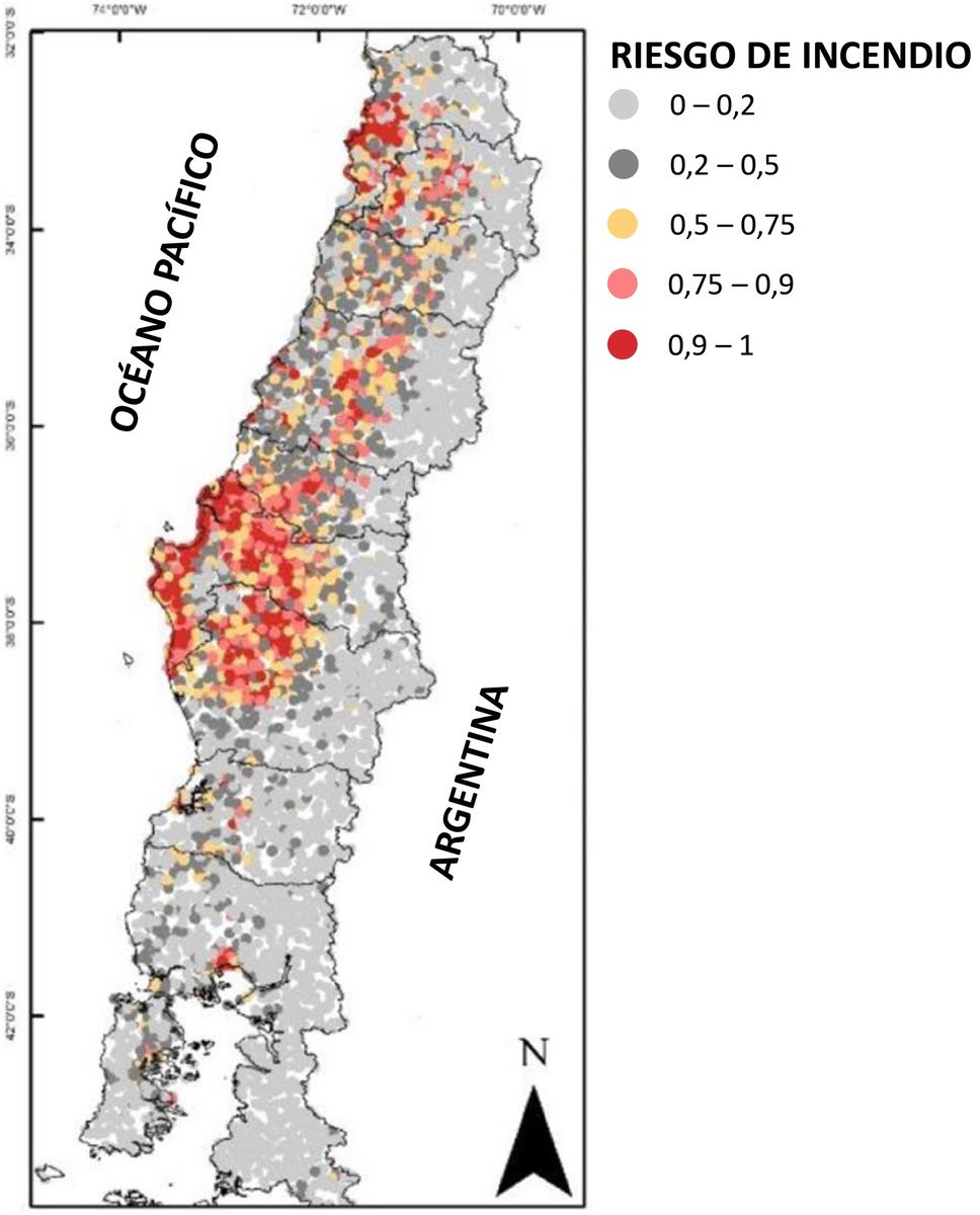 Este es un policy brief del CR2 publicado el 2021 donde se idenfican las zonas de mayor riesgo de incendios forestales y se proponen recomendaciones. cr2.cl/policy-brief-c…