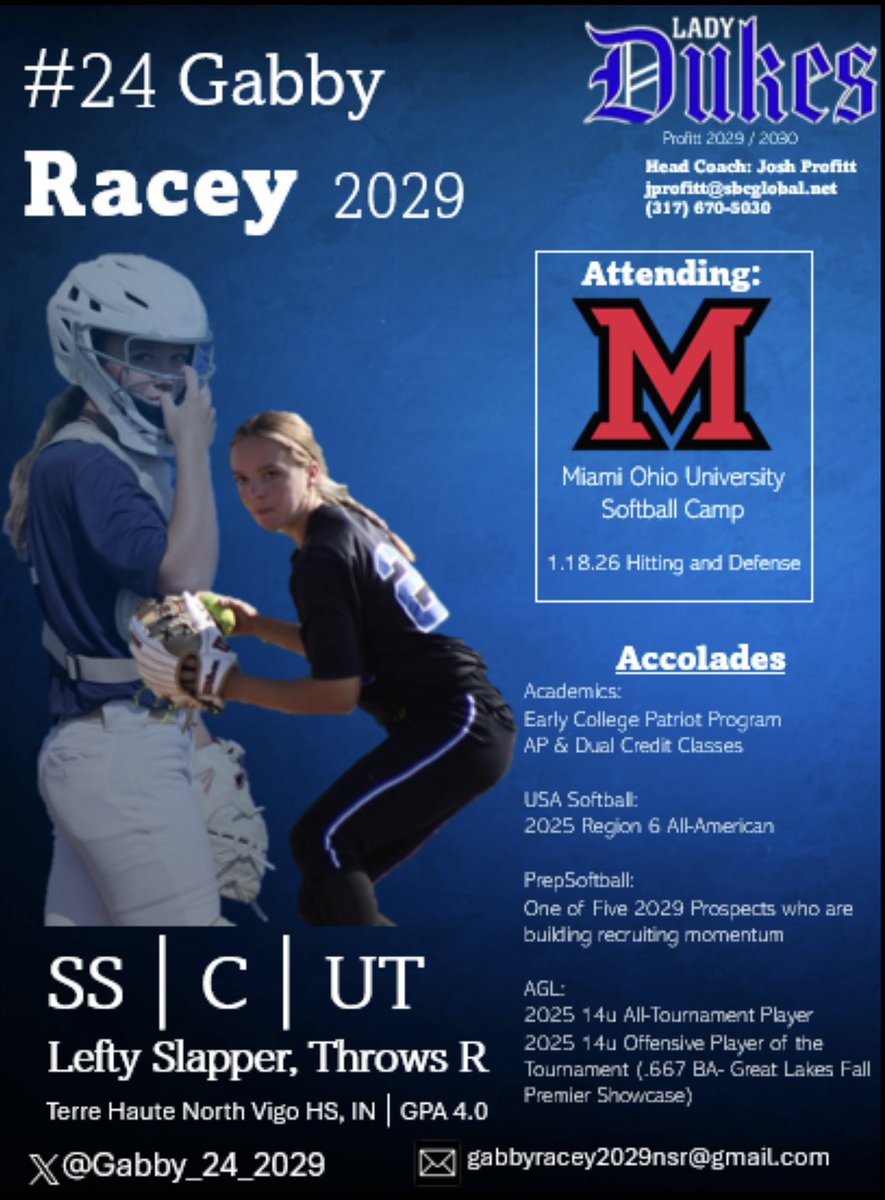 Gabby_24_2029's tweet image. Heading to @LadyDukes2011 team practice this morning then over to Oxford, OH for hitting and defense camp at @MiamiOH_SB 
I’m excited to check out campus, meet the coaches, and learn more about their program! 
@mandygardner24 @livforshey @Coach_Doria @jennajen5123 
@rothrock03…