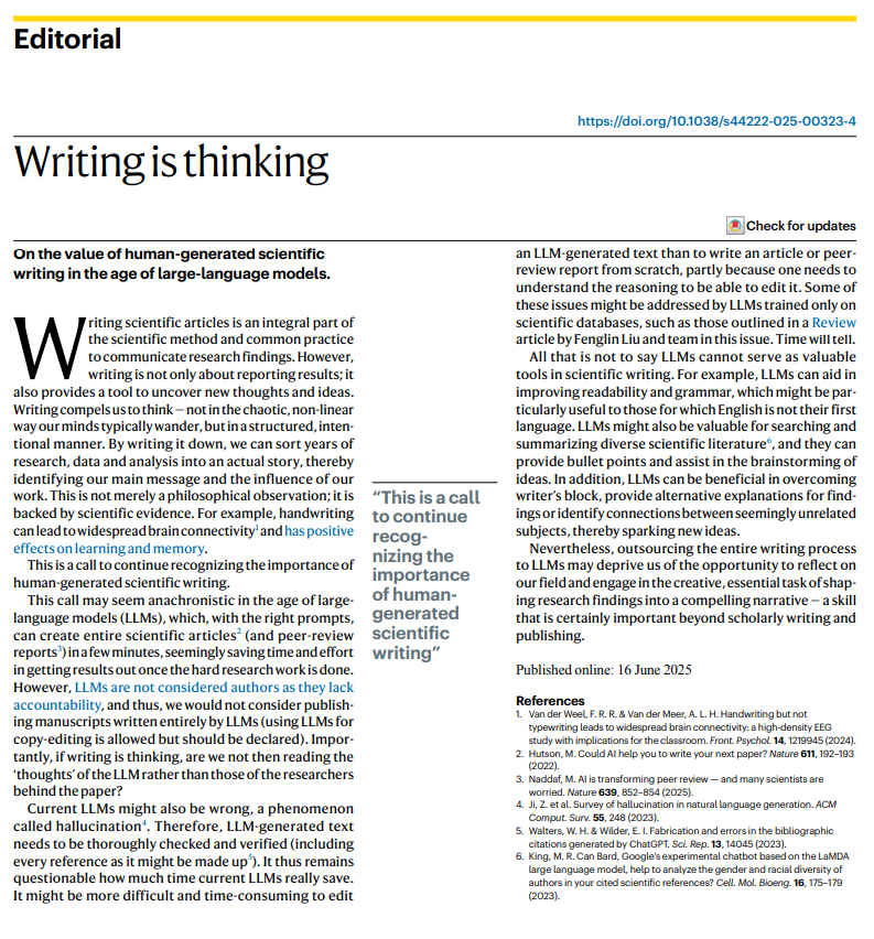 NTFabiano's tweet image. Writing is thinking.

Don't let AI do it all.