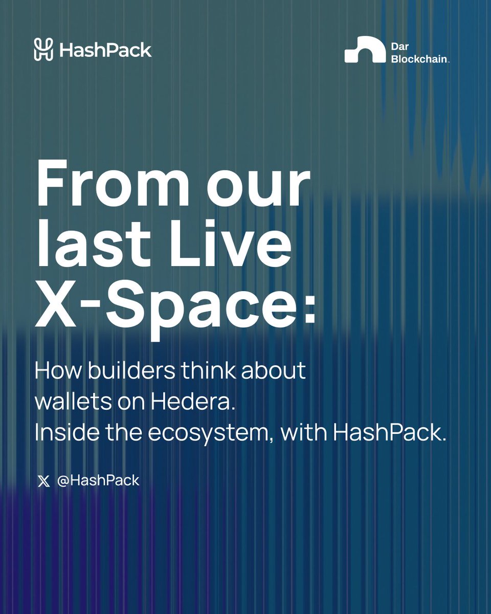 DarBlockchain's tweet photo. 180+ tuned in to our latest X Space to go deep on one question that matters:
How builders actually think about wallets on Hedera.

Big thanks to the @hashpack team for the clarity and practical insights shared. https://t.co/SXvFF7Qu2z