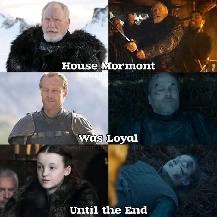 JSamwise's tweet image. House Mormont may have been a small house in terms of numbers, but their impact on the story and their sheer grit was massive.

Seeing Lyanna—the fierce, little Lady of Bear Island lying still marks the end of a lineage that had guarded the North for centuries.

It’s one of the…
