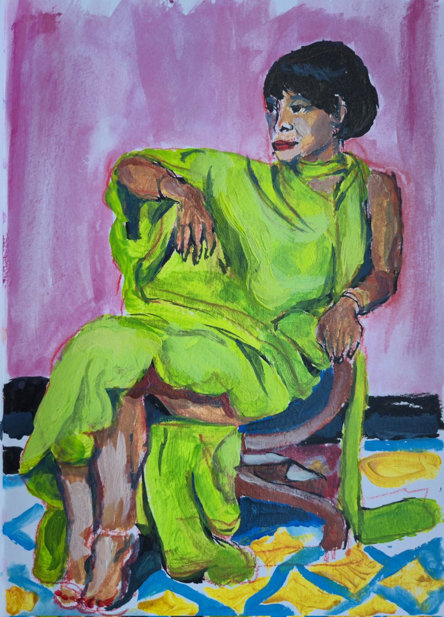 Croquis d'après une #photographie de <a href="/mickalenethomas/">Mickalene Thomas</a> (portrait de #carriemayweems) #2 [A5] ; technique mixte ; exposition <a href="/GrandPalaisRmn/">Le Grand Palais</a>