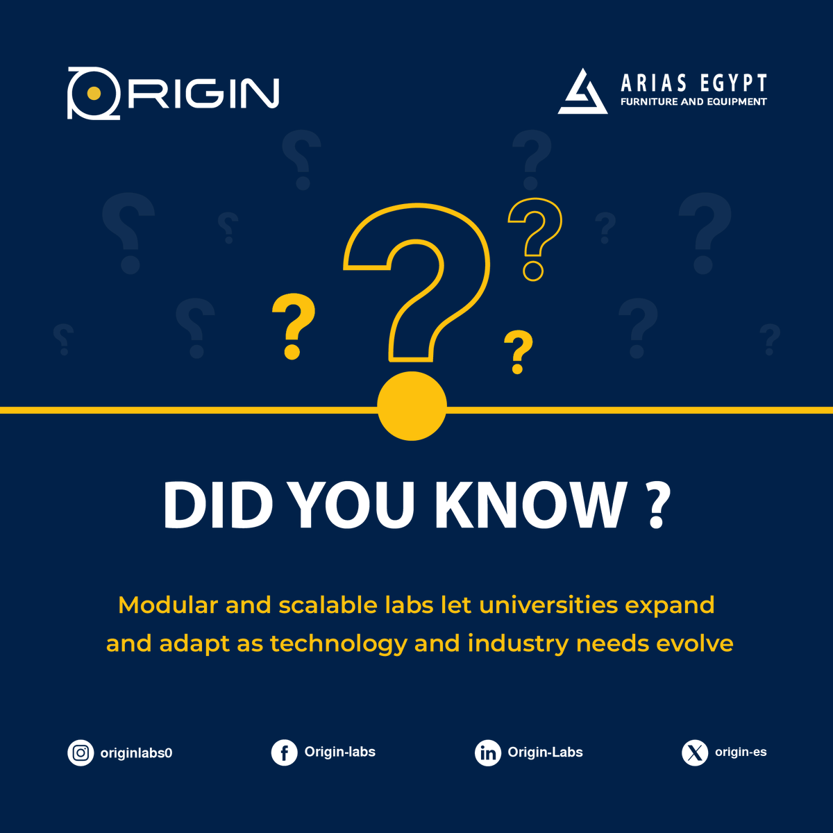 origines0's tweet photo. Did you know?
Origin Labs’ modular &amp; scalable labs let universities adapt as technology and industry evolve, keeping students trained on cutting-edge engineering practices. ⚙️
📩 Contact: info@origin-es.com | +20 10 22244572
#Origin_Labs #STEM #EngineeringEducation #FutureReady https://t.co/gAFSGtl5OV