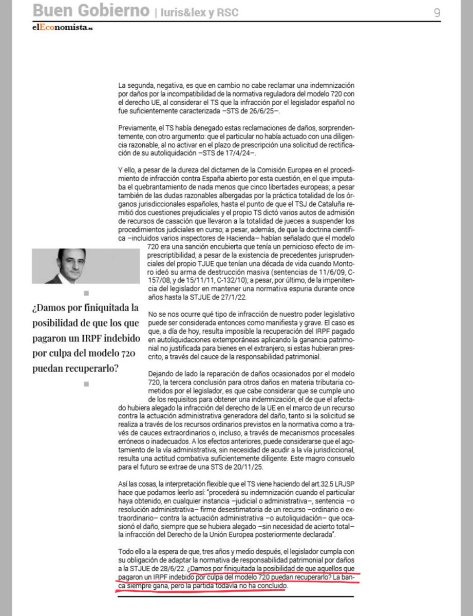 alejandrocampo's tweet photo. SANCIONES MODELO 720: Nos siguen llegando resoluciones de la Ministra de Hacienda declarando su nulidad de pleno derecho, por vulneración del Derecho UE ¡y de la Constitución!, como explicó mi querido @EsauAlarcon en Iuris&lex.
Como no admiten la nulidad (y devolución) de liquidaciones o autoliquidaciones de IRPF por ganancias patrimoniales no justificadas derivadas del Modelo 720, lo estamos peleando en la Audiencia Nacional, ya que Supremo nos cerró, de forma absolutamente cuestionable, la vía de la responsabilidad patrimonial del Estado (para recuperar ese IRPF para los contribuyentes "despistados" que no impugnaron en plazo):
https://t.co/Got2qMDA4h
La partida todavía no ha concluido 💪💪