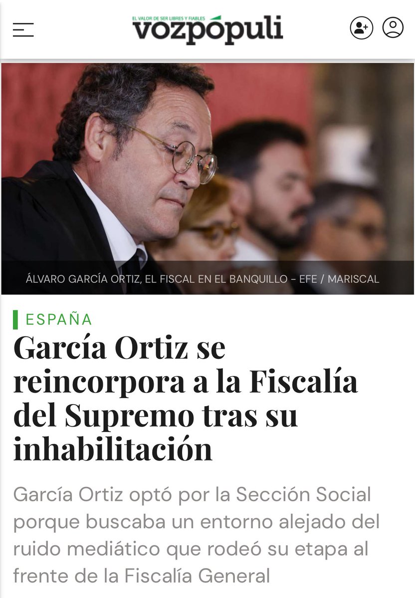 Capitana_espana's tweet image. 🛑 ¿Es legal que el fiscal García Ortiz, inhabilitado, esté ya trabajando en una fiscalía?

Fue condenado por el Tribunal Supremo por revelación de secretos a 2 años de inhabilitación.

¿Cómo puede seguir ejerciendo pese a la condena?