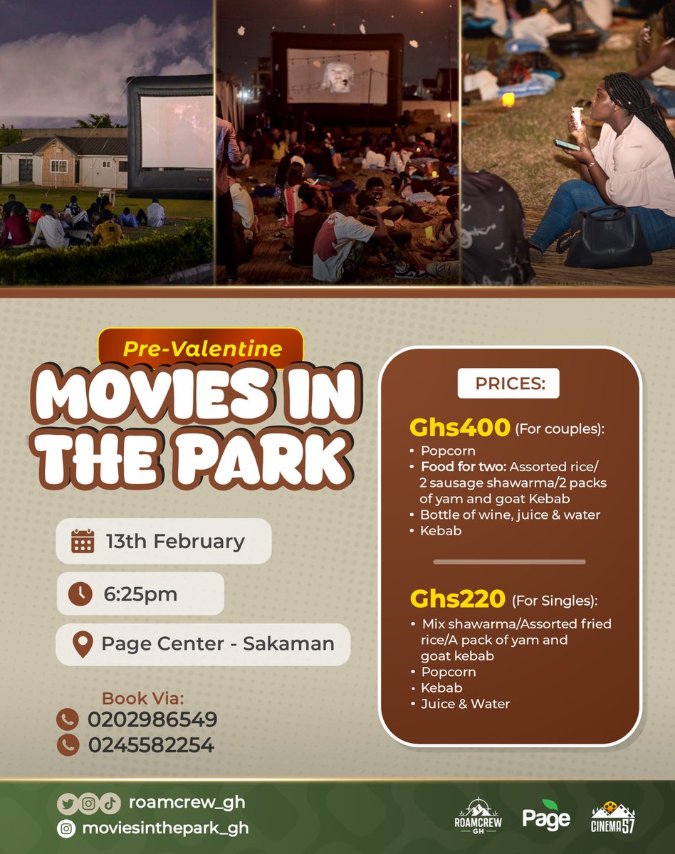 roamcrew_gh's tweet photo. Movies in the park, Pre Val’s edition with RoamCrew 🥳❤️ https://t.co/7ISzpxKuMi