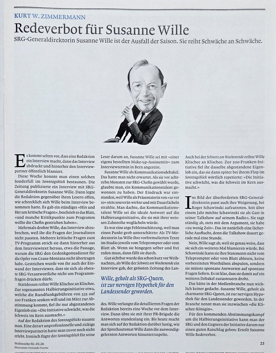 Liebe <a href="/willesusanne/">Susanne Wille</a> <a href="/SRF/">SRF</a>, ich lese, dass Sie fürs Gespräch <a href="/Blickch/">Blick</a> mit Make-up Dame anrauschen, mehrmals androhen, das Interview abzubrechen, weil Ihnen die Fragen nicht passen und kritische Passagen aus dem Text streichen. Und das nennen Sie transparenten Journalismus? 🙄