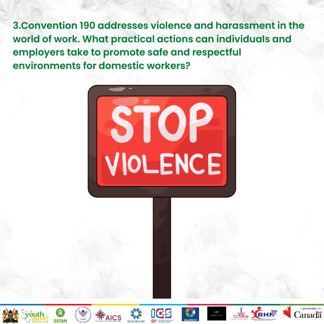 ILO Convention 190 addresses violence and harassment in the world of work.
What practical actions can individuals and employers take to ensure safe and respectful environments for domestic workers?
#MakeCareCount #RatifyC189 #RatifyC190

<a href="/oxfamkenya/">Oxfam Kenya</a> <a href="/OxfamCanada/">Oxfam Canada</a> <a href="/GAC_Corporate/">Global Affairs Canada</a>