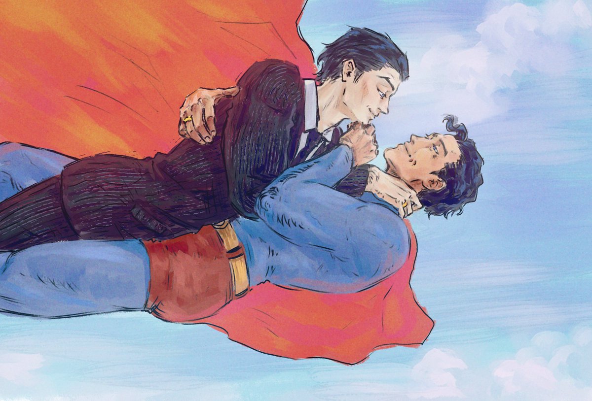 I'm sure superman is romantic like that and takes bruce on romantic flying dates all the time. 
#superbat #superman #batman #dccomics