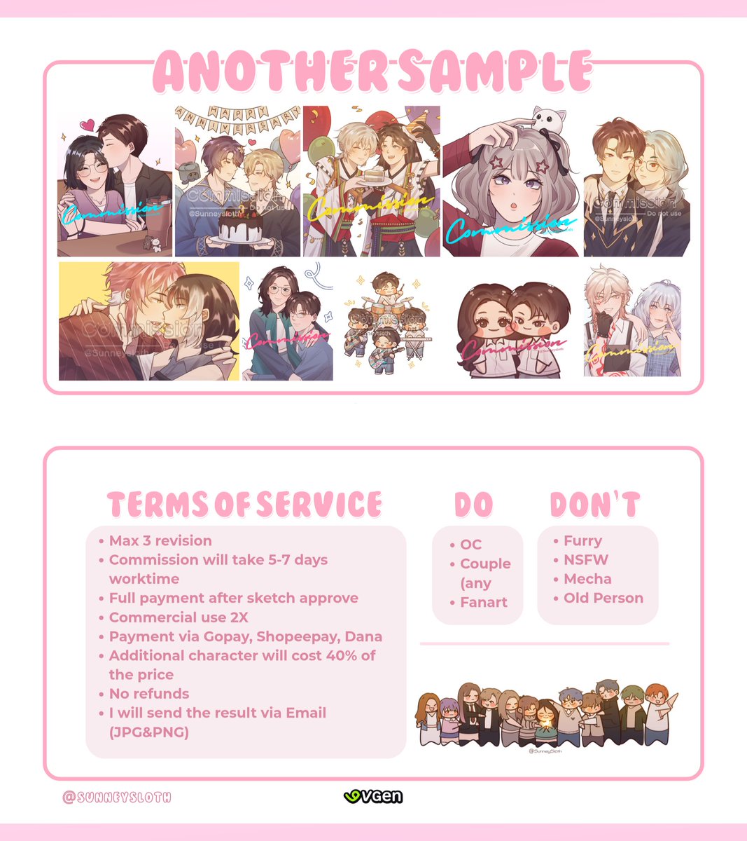 Sunneysloth's tweet image. [RT's and Likes are very appreciated]

۶۟ৎ OPEN COMMISSION ۶۟ৎ
Hii everyone!! My commission is open for local and international through vgen!!

Knock my DM if you're interested !!
🔗 vgen link on reply ^^
#VGenComm #artidn #zonakaryaid #VGenOpen #ArtCommission