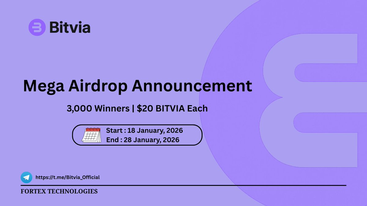 bitvia_org's tweet image. 🎉 BITVIA MEGA AIRDROP IS LIVE! 🎉

We’re selecting 3,000 lucky winners — each will receive $20 in BITVIA! 💰🚀

📌 How to Participate:
1️⃣ Follow @bitvia_org
2️⃣ Like &amp;amp; Repost
3️⃣ Tag 3 friends
4️⃣ Download the Bitvia App 📲
5️⃣ Comment your BSC (BEP-20) address

#Bitvia #Airdrop
