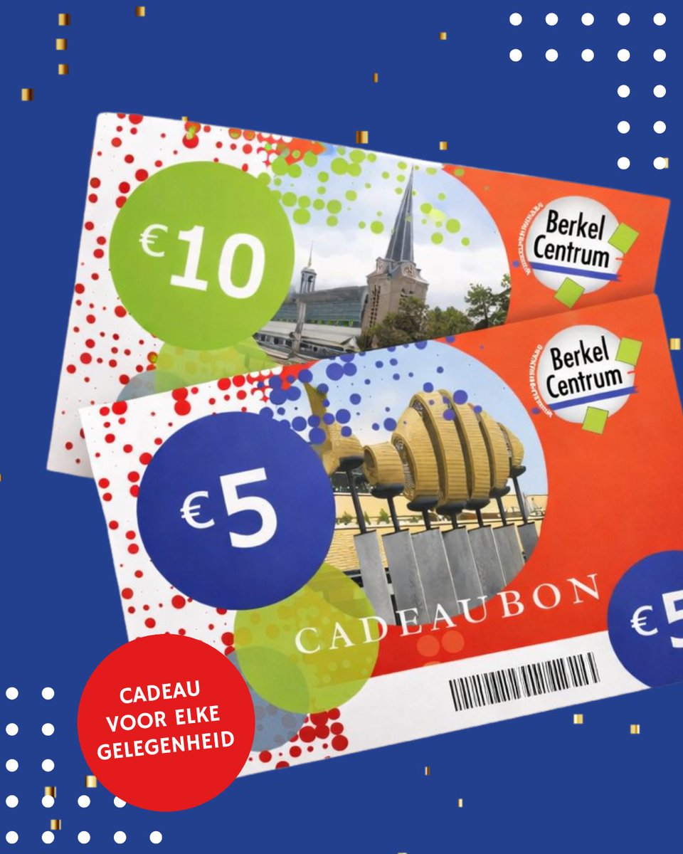 Cadeautip voor elke gelegenheid! 😍
Te besteden bij meer dan 100 winkels.

Verkrijgbaar in €5,- en €10,-
🎁 Leuk verpakt en zo geregeld
🛍️ Lokaal, persoonlijk en veelzijdig

Geef geen standaard cadeau, geef keuze 💚
👉 Bekijk alle inleverpunten via winkelcentrum-berkel.nl/berkel-cadeaub….