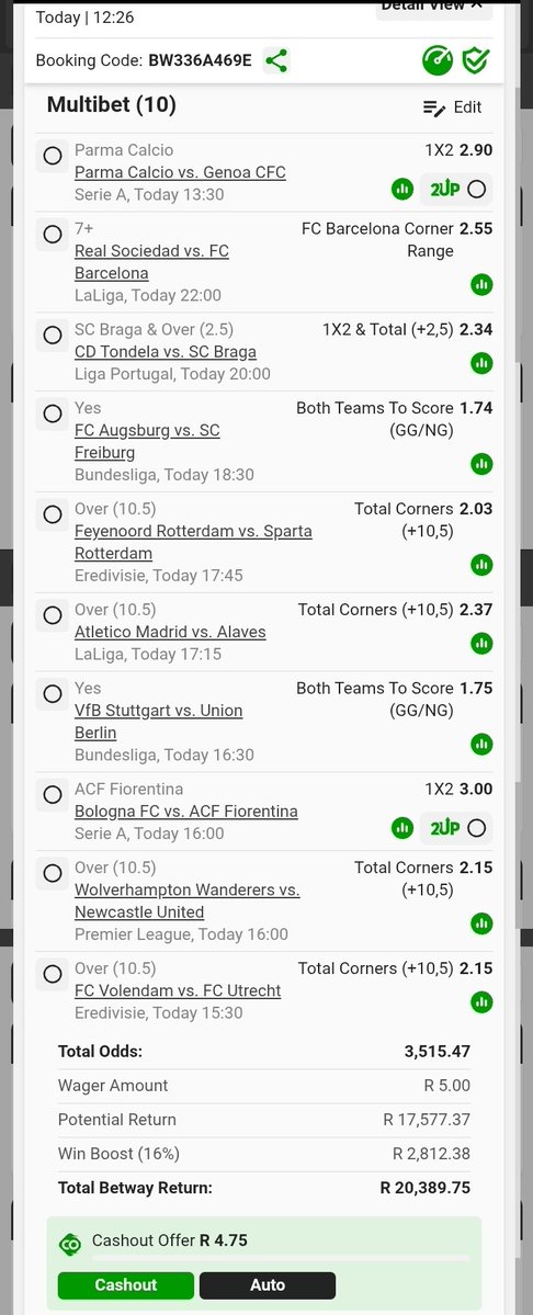 BW336A469E.
Kick off at 13h30. R5=R20k. We stake low here that's why we don't give up. Grab it fast 🏃‍♂️
We fight