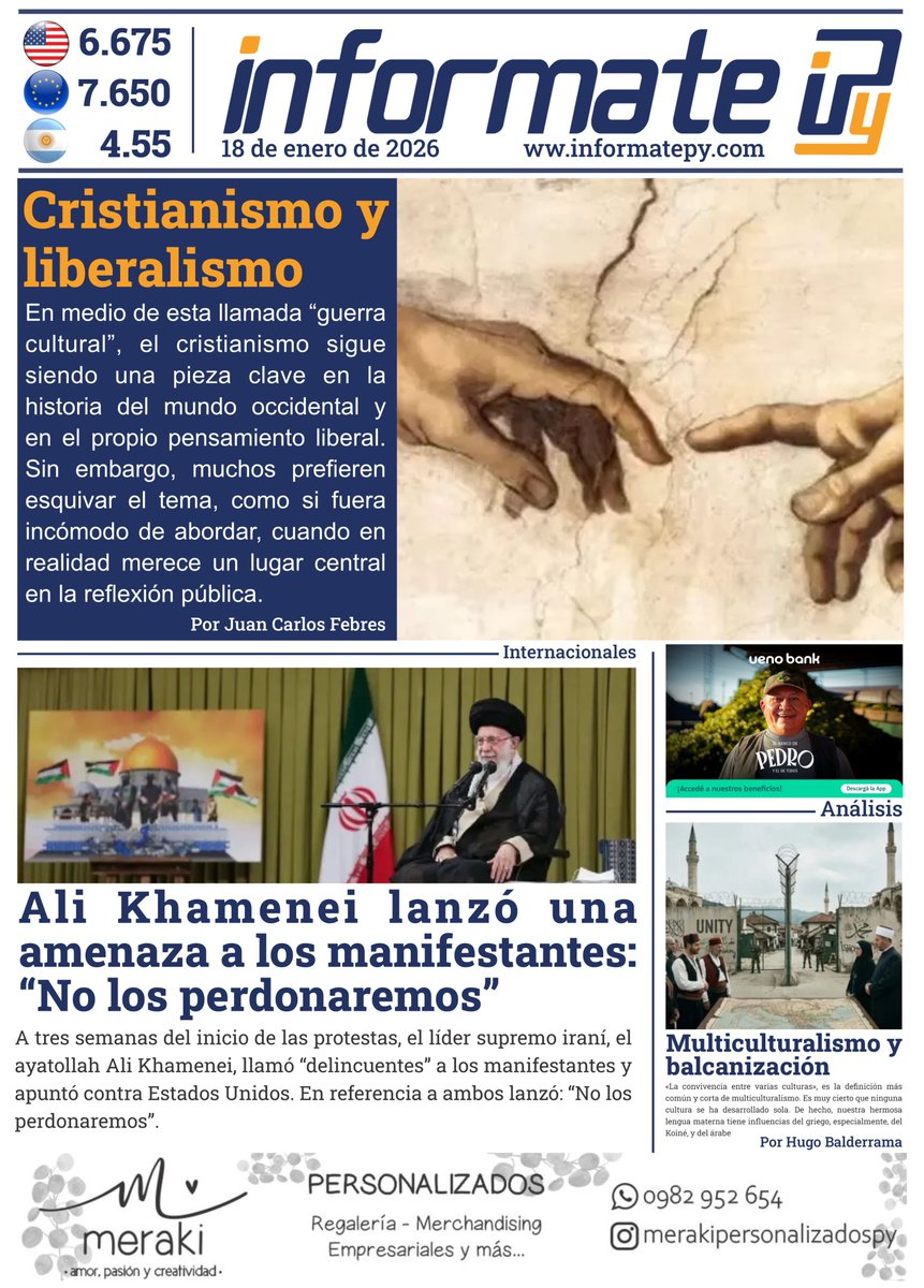 🗞️ Portada del Día de #InformatePy

Estas son las noticias que marcan la agenda nacional e internacional.

📍 Política, economía, sociedad y más, en una sola mirada.

👉 Leé todo en Informatepy.com