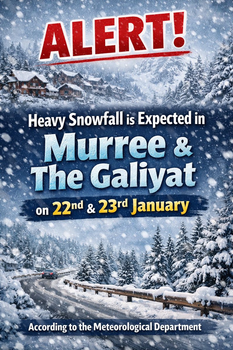 Warning alert for heavy snowfall expected in Murree and Galiyat