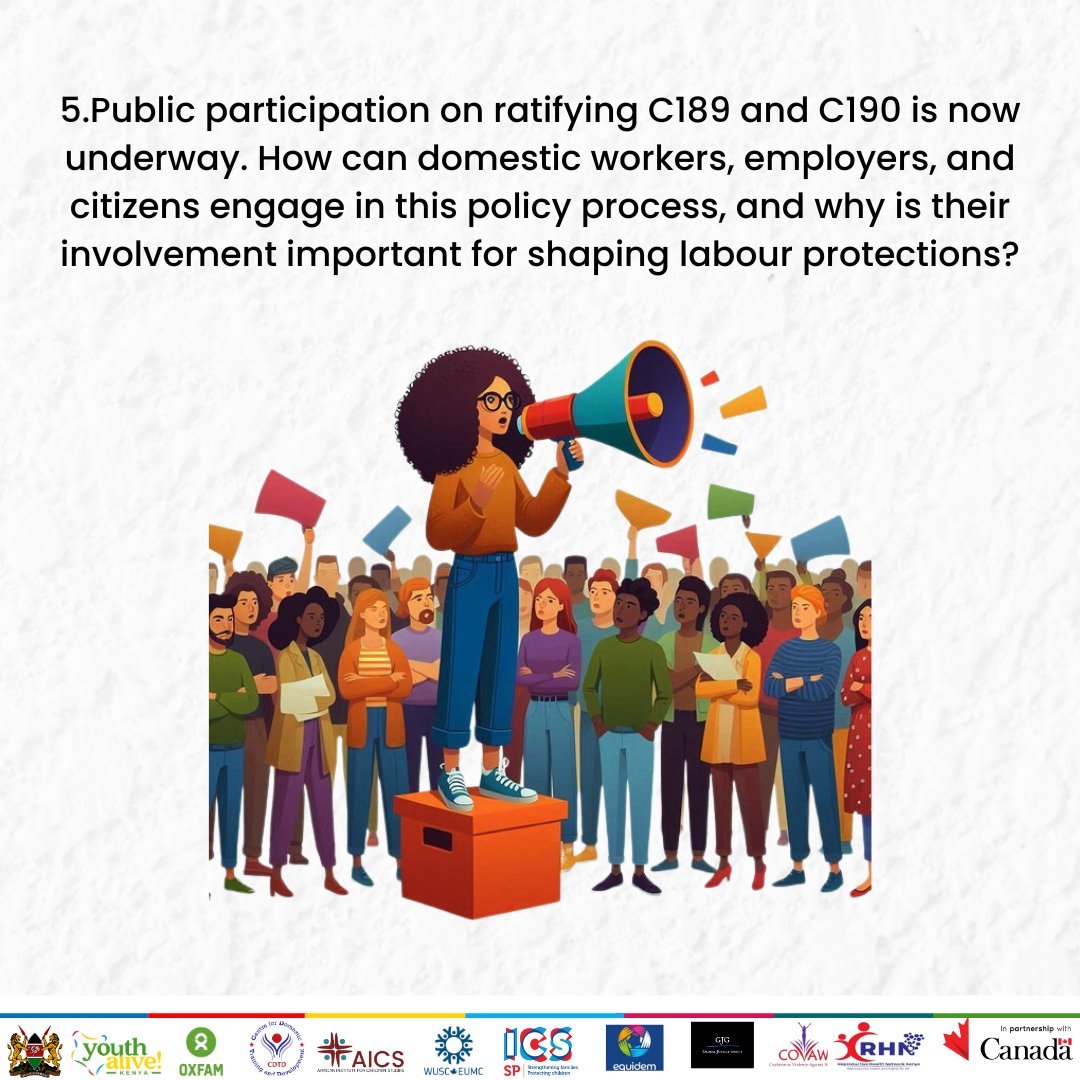 Public participation on ratifying C189 and C190 is now underway.
How can domestic workers, employers, and citizens get involved, and why is their voice important in shaping labour protections?
#MakeCareCount #RatifyC189 #RatifyC190

<a href="/oxfamkenya/">Oxfam Kenya</a> <a href="/OxfamCanada/">Oxfam Canada</a> <a href="/GAC_Corporate/">Global Affairs Canada</a>