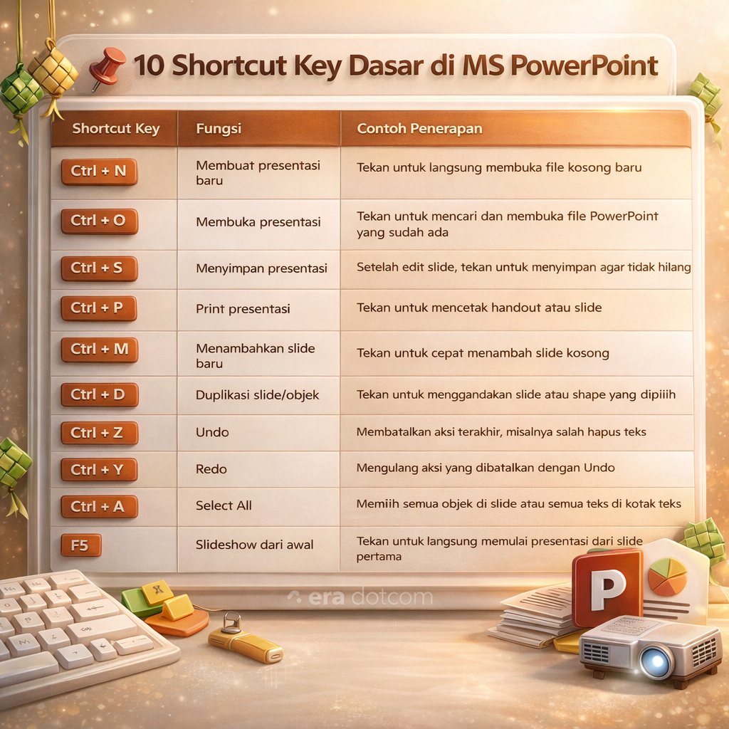 dotcom_era's tweet photo. 10 Shortcut Key Dasar di Microsoft PowerPoint, panduan praktis bagi siapa saja yang ingin membuat presentasi lebih cepat, rapi, dan profesional. Shortcut ini sangat berguna untuk guru, siswa, mahasiswa, maupun pekerja kantoran.
#Powerpointtips #hrdindonesia #powerpointtutorial https://t.co/lX9UtvCwnN