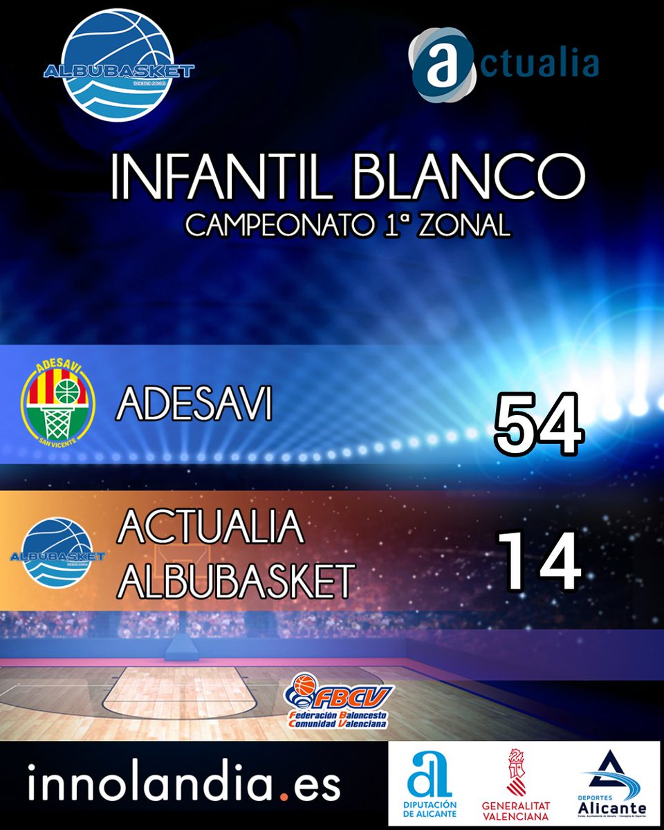 Derrota de nuestros infantiles en San Vicente. 

Caemos ante un buen equipo que nos supero claramente. 
Felicitar a los chicos por su actitud y esfuerzo. 🫡

Seguimos trabajando y aprendiendo 💪🏼 💙 

#albubasket #albufereta #respetaelbaloncesto #fbcv #baloncesto