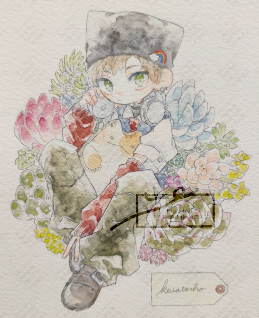 寄植え🌿 #透明水彩