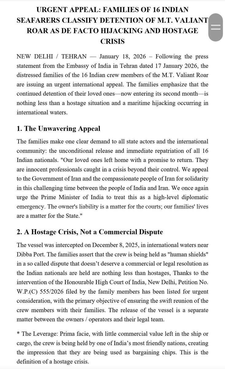 KapilchauhanRld's tweet photo. 🚨FOR IMMEDIATE RELEASE🚨
@aajtak @ndtv @ANI @aichls @India_in_Iran @narendramodi @BBCBreaking @dgshipping_IN @IndianDiplomacy @ZeeNews @Iran_in_India #FreeIndianSeafarers  
#ValiantRoarCrisis  
 #HostageNotCargo  
 #SeafarersAreNotShields  
#BringThemHomeNow  
#HumanRightsAtSea  
#IndiaIranSolidarity  
#MaritimeJustice  
#DiplomaticEmergency  
#CrewLivesMatter