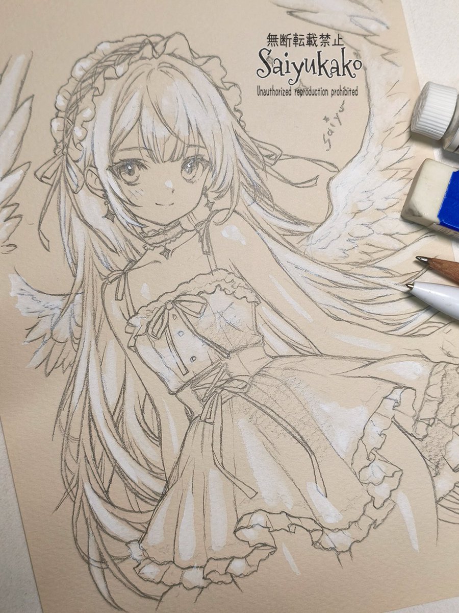 ほ*る様 【手描きイラスト 274】オリジナルアナログ原画色紙「恥ずかし