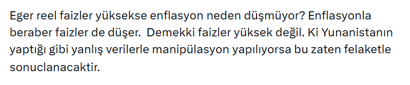 Faiz yüksek olsaydı, enflasyon düşerdi:)

Buyurunuz ve lütfen sonuna kadar okuyunuz çünkü aynı kısır tartışmalara son cevap niteliğinde.

Neden yüksek faiz verilir?
Tasarruflar, harcamak yerine faizde durur, talep düşer
Şirketler, yatırımı bırakır, işsizlik oluşur
Ekonomi