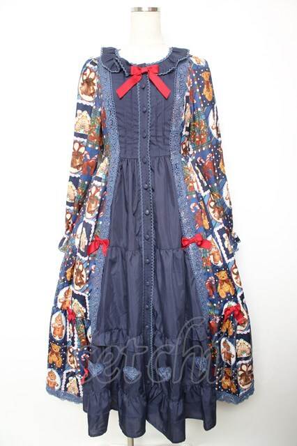 🎄New arrival🎅🏻 Chalmiere / クリスマス柄ワンピース ネイビー Y-26