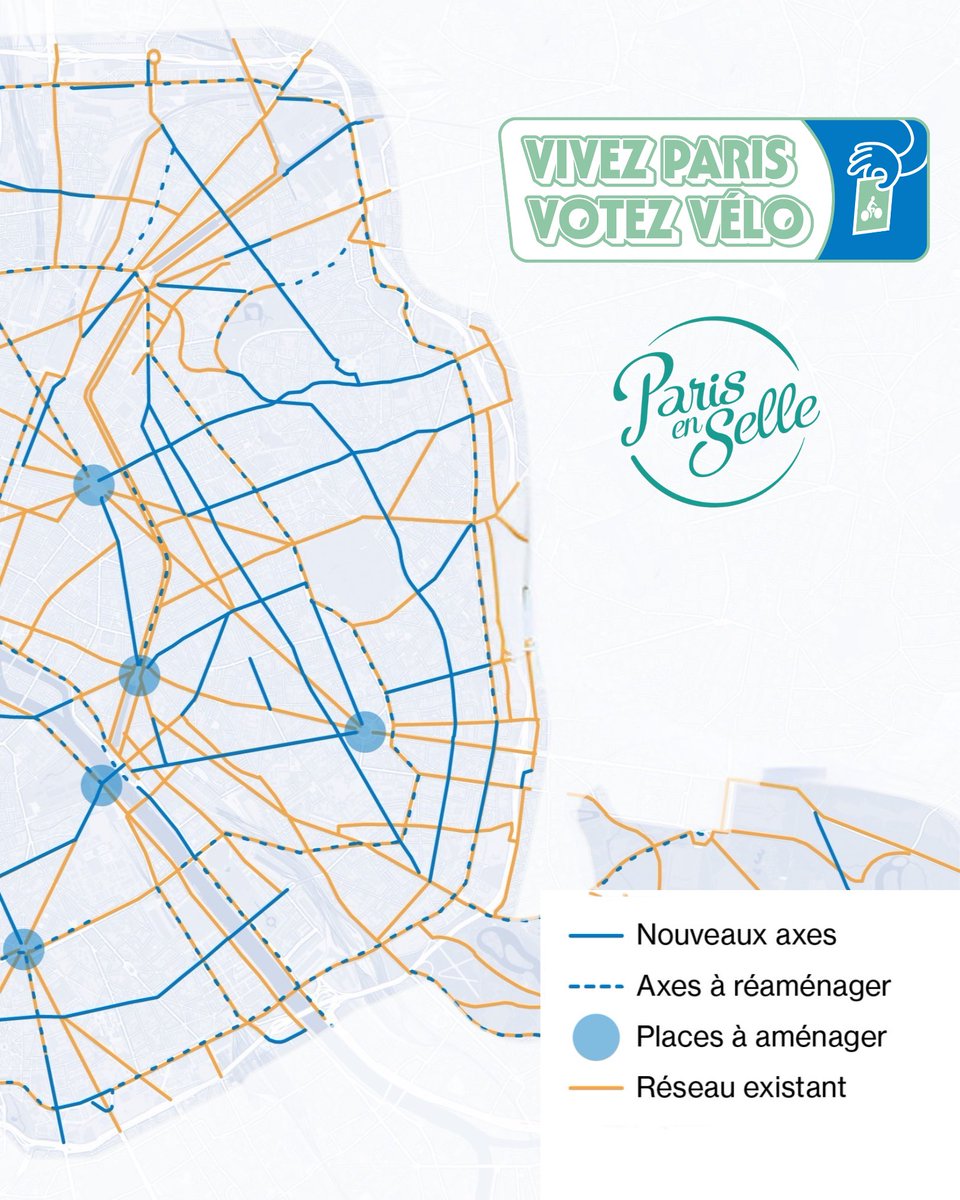 Paris est une ville de vélo 💙🚲💙 Aujourd’hui, 40 % des Parisiennes et Parisiens se déplacent à vélo au moins une fois par semaine. Chaque jour, il y a davantage de cyclistes que d’automobilistes dans les rues de la capitale

👉🏼 Nos propositions sur votez-velo.parisenselle.fr