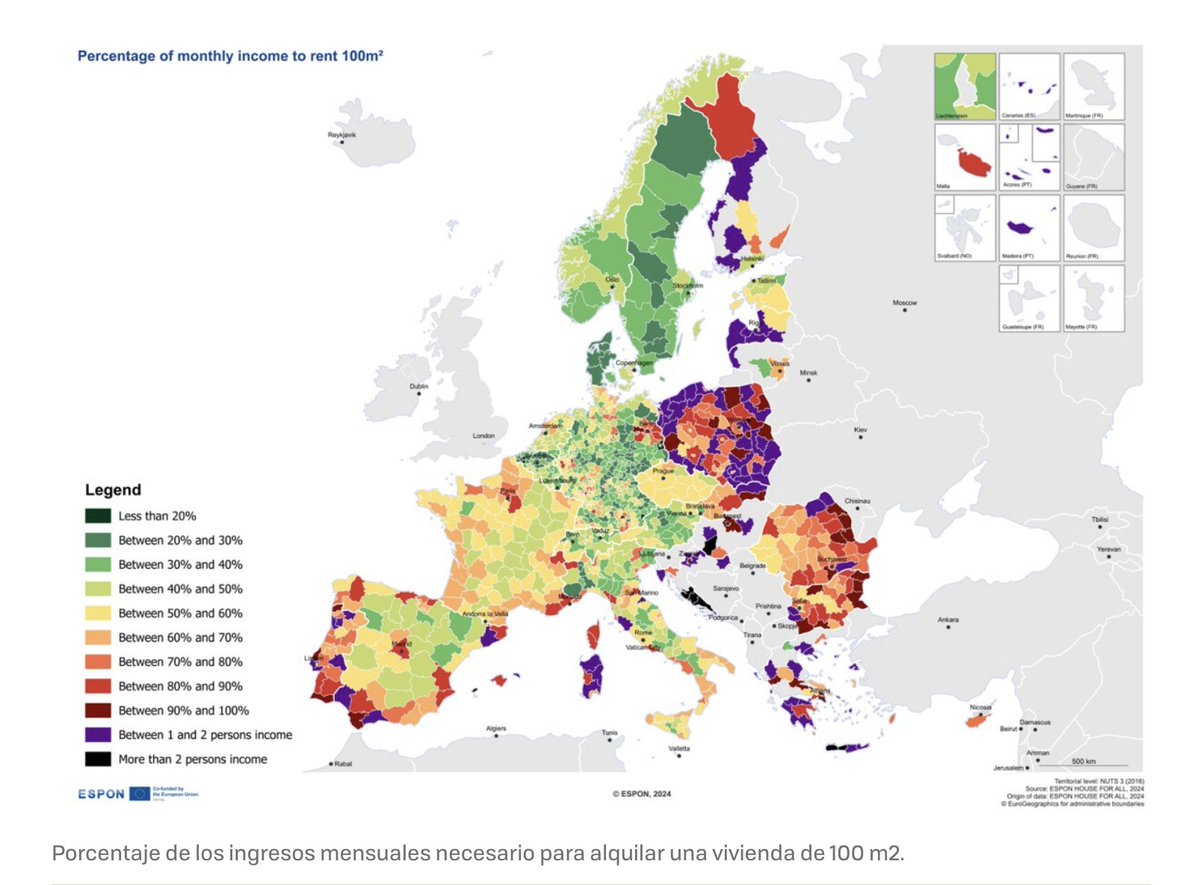 Mirad los países en los cuales las familias tienen que hacer menos esfuerzo para pagar un piso digno: Dinamarca, Suecia, Noruega, Alemania. Bien, son los países que más políticas públicas y más intervención estatal presentan. 
Esto de que es mejor que haga el mercado es fake.