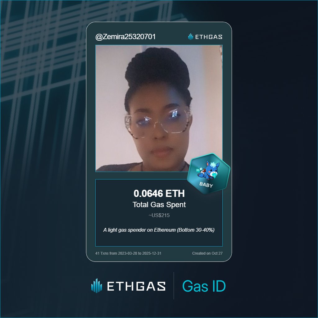 Just unlocked my Gas ID via ETHGas 🪪

I'm a Baby Jack with 0.0646 ETH spent on gas since Beacon Chain - now fueling my climb to the Gasless Future and earned 16 Beans already. 

Reveal yours at ethgas.com/community/gas-…
