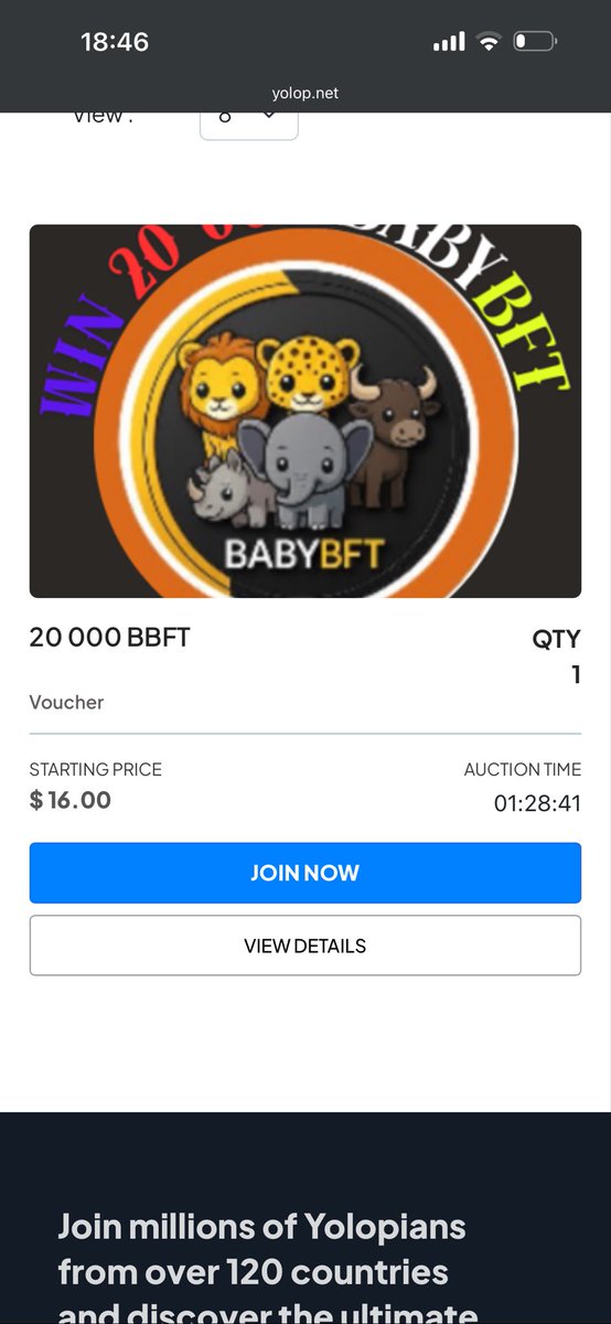 How to participate in the #BBFT auction

1. Download the Yolop app using the link: ok1zg.test-app.link/9wr218emOZb
2. Register and follow the steps
3. Once done with the registration process, in the Yolop app, click on "Fund Account" and choose Y5 equivalent to $5 and fund your account