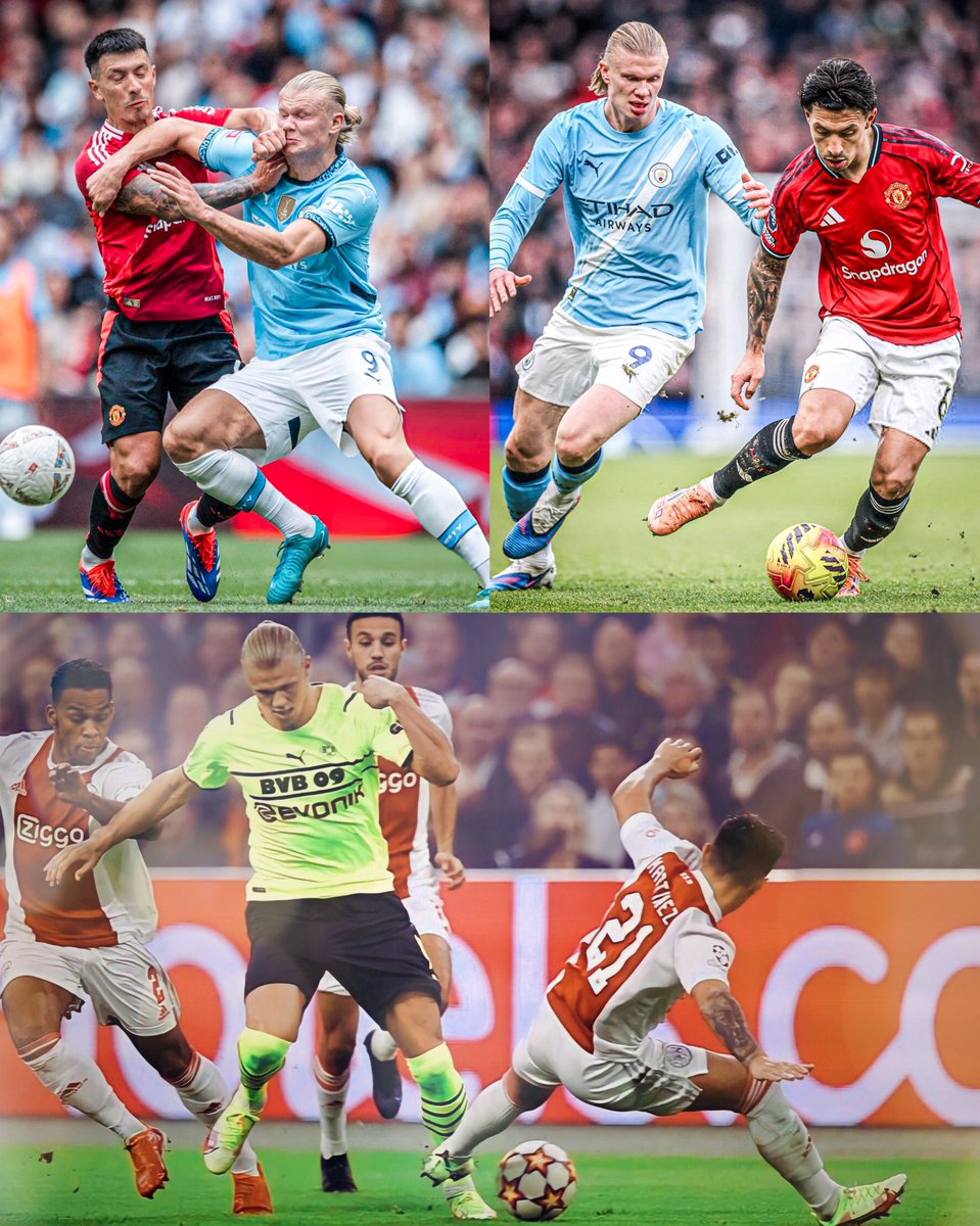 TouchlineX's tweet image. 🚨 𝗝𝗨𝗦𝗧 𝗜𝗡: Erling Haaland managed to score in just 1 out of the last 6 games in which he faced Lisandro Martínez.

And in all those 6 matches, Lisandro Martínez wasn't dribbled past ONCE by Erling Haaland.

— via @sudanalytics_