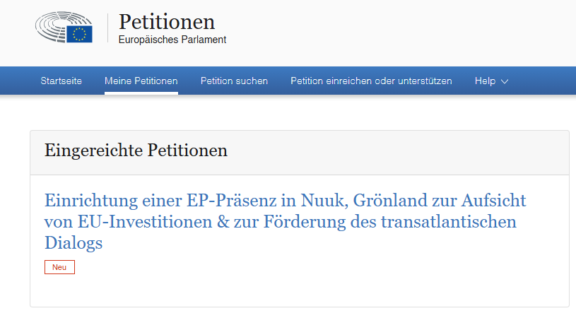 frederic_heigel's tweet photo. @faznet Aus diesem Grund habe ich heute als Europäer beim European Parliament eine Petition eingereicht und fordere die Einrichtung einer EP-Präsenz in Nuuk, Grönland zur Aufsicht von EU-Investitionen &amp; zur Förderung des transatlantischen Dialogs. Lg https://t.co/i4SKMCHTCP