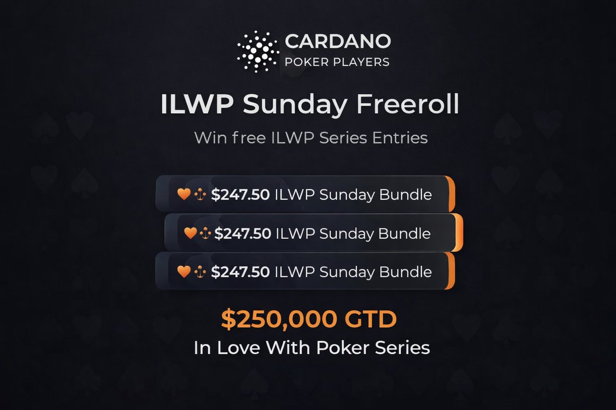 ADAPokerPlayers's tweet photo. Don't miss the ILWP Sunday Freeroll! 🔥

Starts 16:00 UTC
3 winners. Same prize for all.
Each gets a $247.50 ILWP Sunday Bundle 🎟️
Free entry → direct shots into the
$250,000 GTD In Love With Poker Series.
Zero risk. Real value.

👉 https://t.co/xwWmF6CvRU
+18 | Play responsibly https://t.co/CIN6e3o3KE