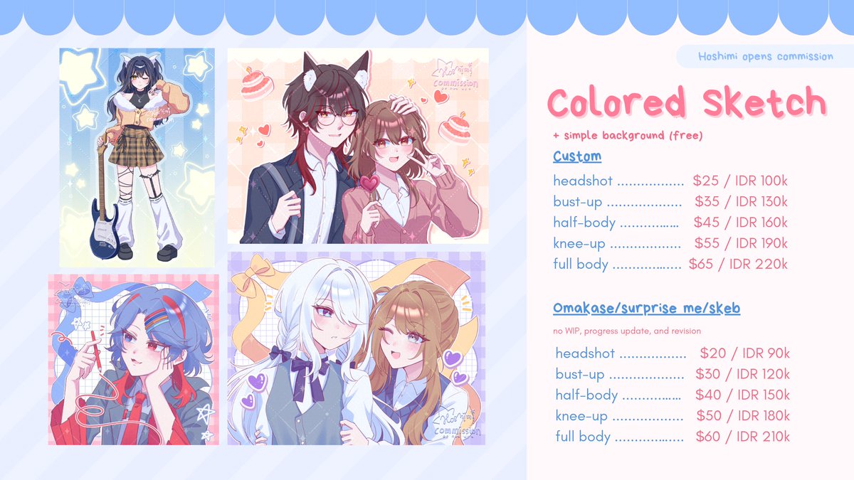 hohoshimi's tweet image. ❄️ COMMISSION OPEN ❄️
♡ + ↻ are appreciated!

I'm opening commission! Types: custom, omakase, chibi, YCH valentine &amp;amp; winter &amp;lt;3
The first 3 customers will get DISCOUNT 10% off❗️

make sure to read the ToS before ordering 💙
VGen &amp;amp; ToS ⬇️

#commission #VGenComm #zonajajan