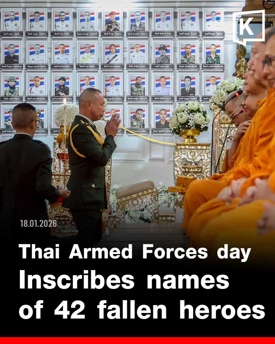 KhaosodEnglish's tweet image. Thai Armed Forces  honour 42 soldiers killed in border clashes on Thai Armed Forces Day #Thailand