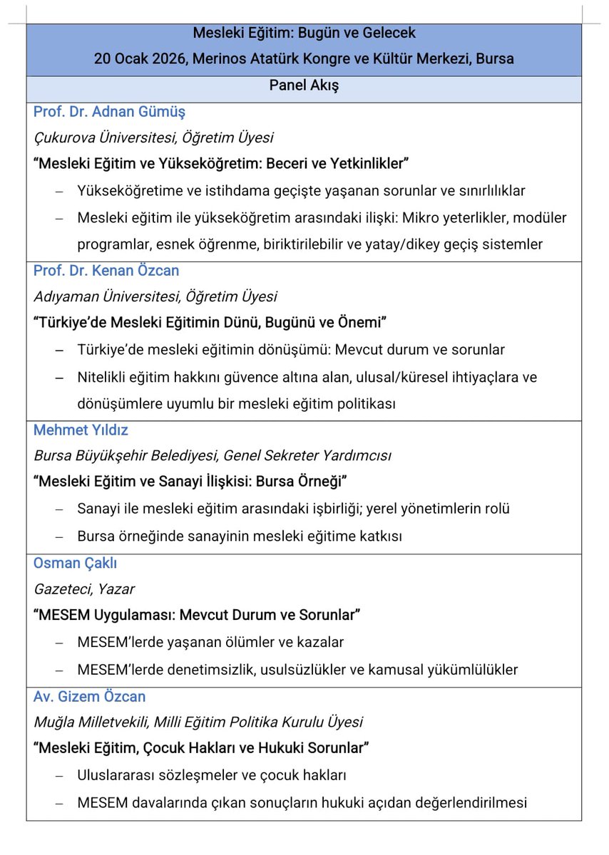CHPBURSAKK's tweet image. "Mesleki Eğitim Bugün ve Gelecek" 

📌20 Ocak Salı 

⏰19:00

📍 Atatürk Kültür Merkezî Merinos Yerleşkesi 

      Hüdavendigar Salonu / #Bursa

#Panel
#Egitim