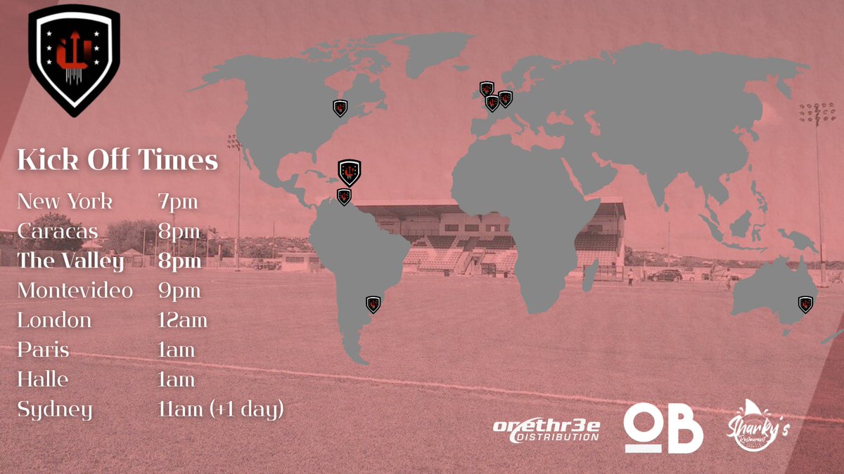 UprisingFC's tweet image. MATCHDAY 🔥⚽ 

A big game for the boys today as we take on Attackers FC who are currently top of our Presidents Cup Group. A win will see us leapfrog our opponents!

8pm Kick Off at REGTC. See image for worldwide start times.

Live coverage on YouTube AI-LIVE.

#oneclubonegoal