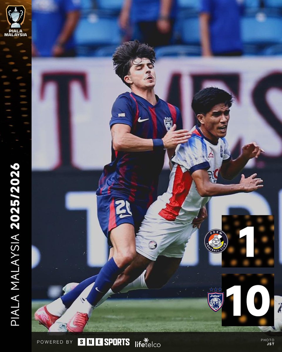 SNE_Sports's tweet photo. #PialaMalaysia 2025/26 Round of 16 1st Leg Results
FT: PDRM 1-10 Johor Darul Ta'Zim
📷 : JST
#PDRMJDT #PDRMFC #JDT
#SNESports
#LifeTelco https://t.co/g3cY4WOBVv