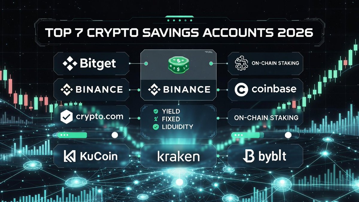 GM CT Here are the Top 7 Crypto Savings Accounts to earn interest on your  holdings in 2026. These centralized platforms let you generate yield on  idle crypto through flexible savings, fixed-term