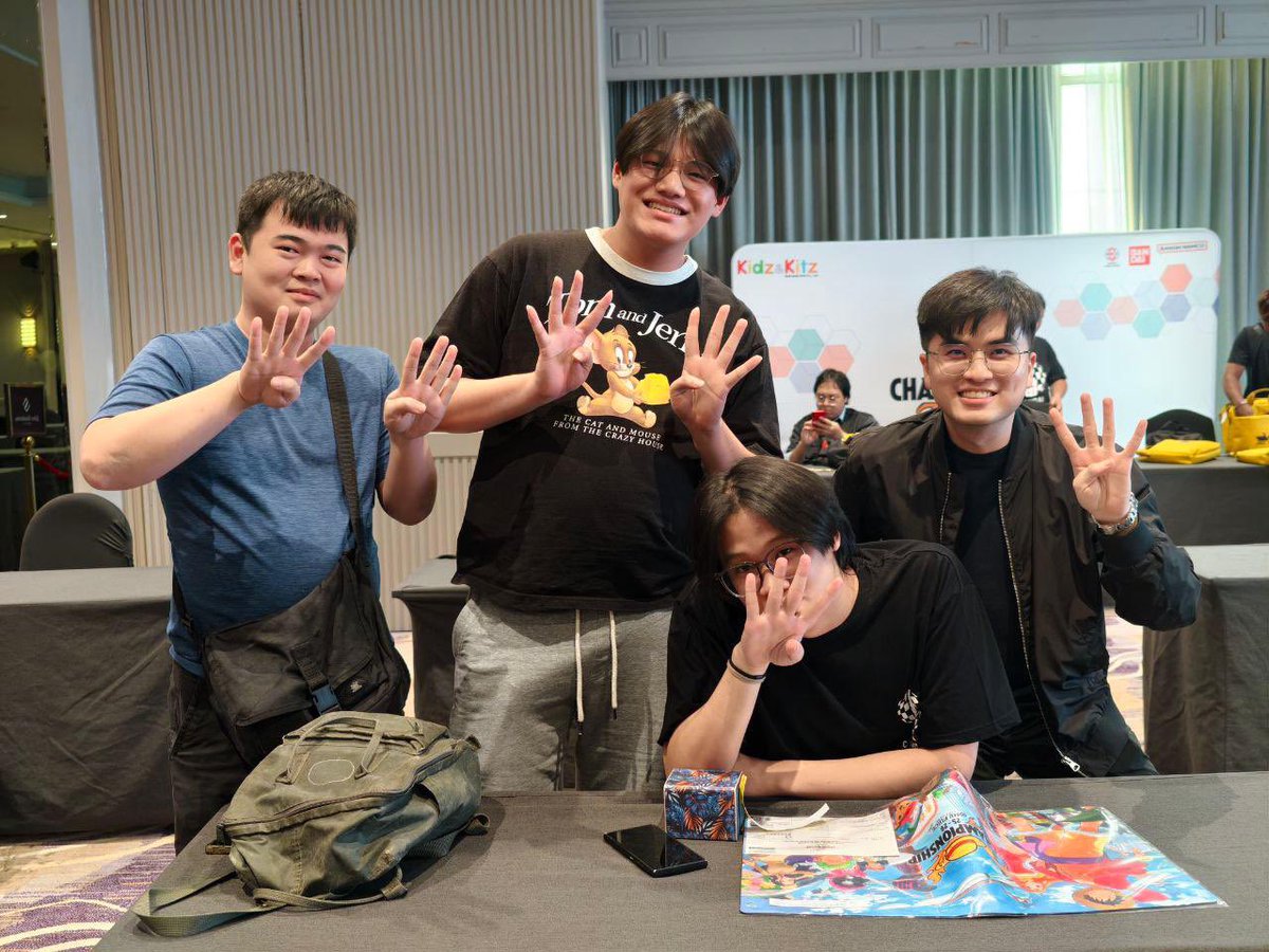 Bandai Asia Finals 2026

Singapore 🇸🇬 got 4 big losers…

Gundam 4th Place - Calvin 
Dragonball 4th Place - Jeremy
One Piece 4th Place - Alfred
Digimon 4th Place - Yuan Qi

The Elite 4th…