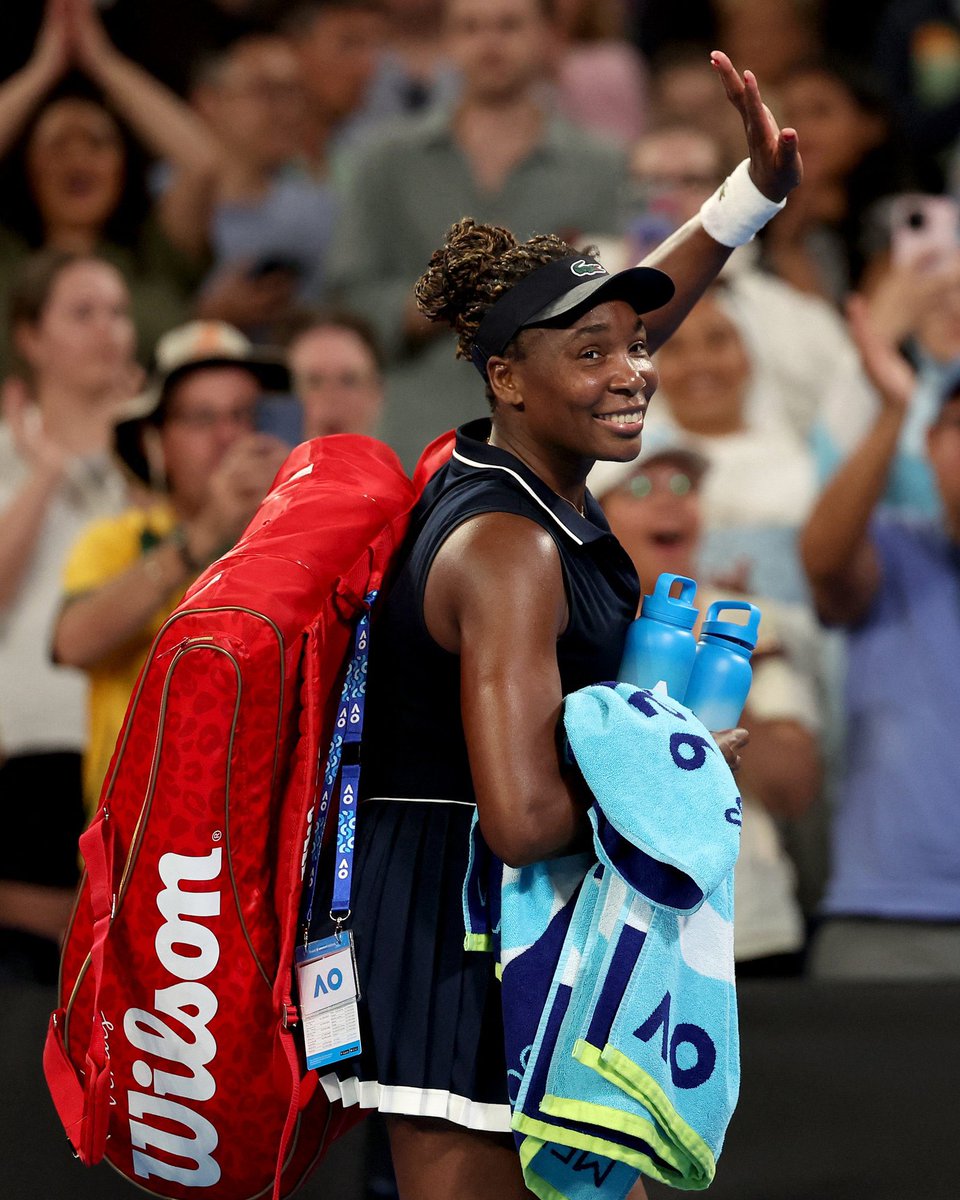 Venus Williams made history tonight as the oldest woman to play in the Australian Open singles main draw

Look at that smile on her face

She’s given everything to this sport

At 45 years old, it’s great to see that this sport still gives her this joy… win or lose

Legend in