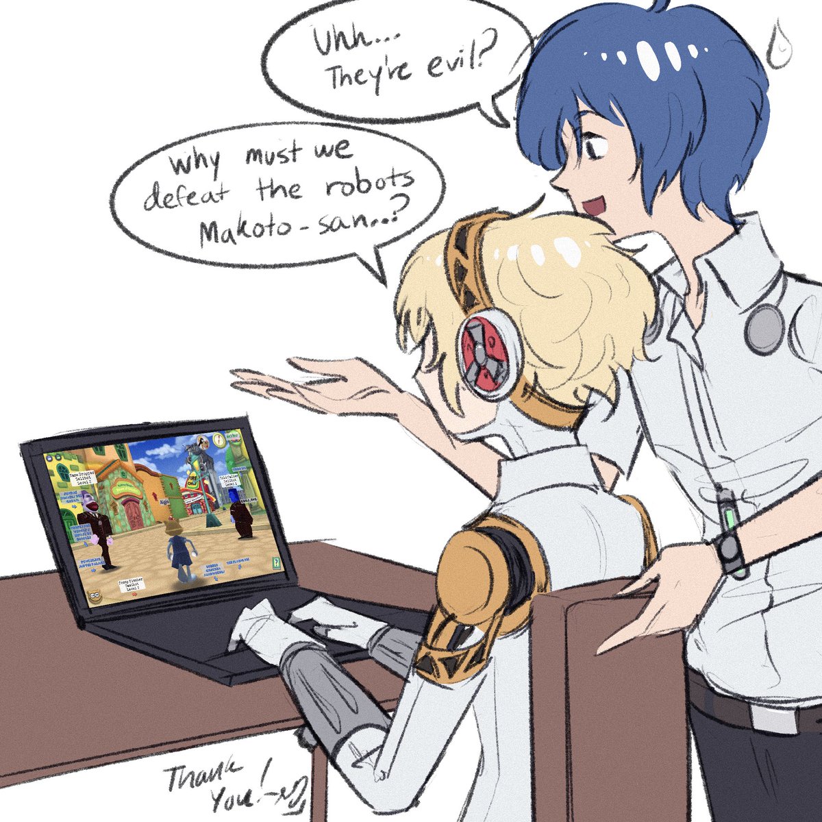 aigis and makoto play toontown