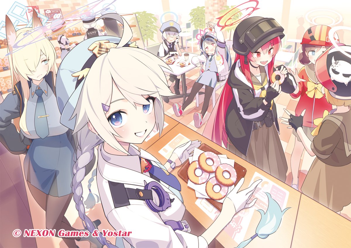 ブルアカふぇす2026会場内パネルにて、今年はヴァルキューレ警察学校とジャブジャブヘルメット団の面々を描かせていただいておりました。改めましてブルアカ5周年おめでとうございます！ #ブルアカふぇす2026