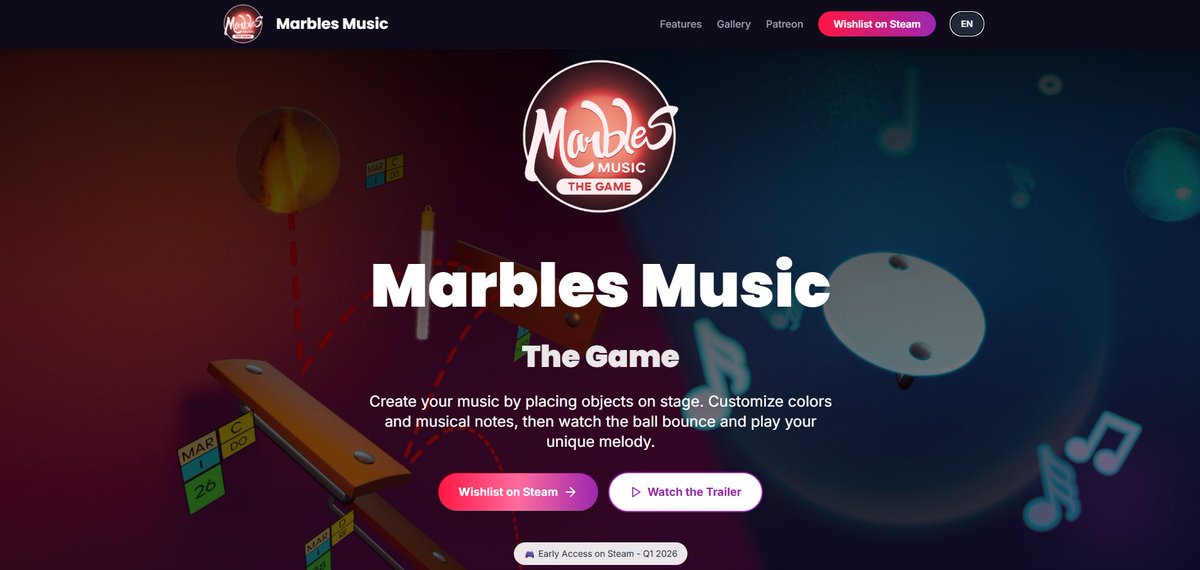ImoriStudio's tweet photo. The official website of Marbles Music  is live!
https://t.co/71vGuzQW4j
We’re finishing polishing and new additions before Early Access.
New trailer coming soon!

Wishlist on Steam:
https://t.co/pH5NPjpnG6

#IndieGame #GameDev #MarblesMusic #Steam #EarlyAccess #WishlistNow https://t.co/phuJdZnbDu