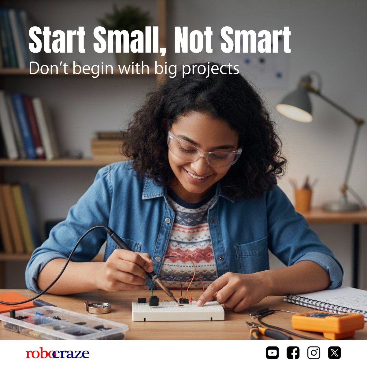 robocraze's tweet image. DIYers 🚨 Know this before it’s too late.

Every circuit teaches lessons after something breaks.
These are the early mistakes no one warns you about.
Build smarter from day one ⚡🛠️

#ElectronicsDIY #DIYer #MakersIndia