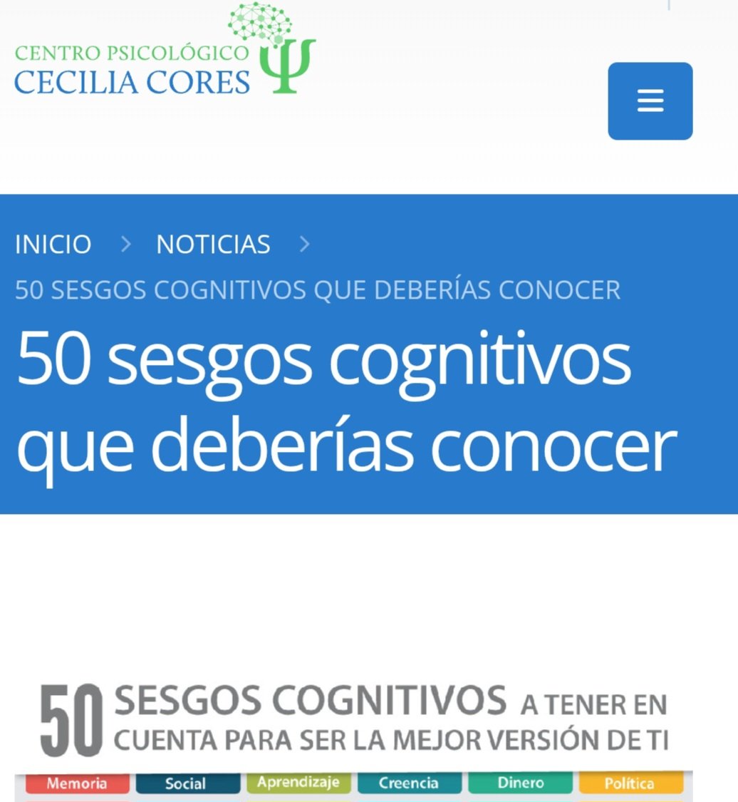 juangaleanorey's tweet photo. 50 Sesgos Cognitivos que deberías Conocer ⬇️
https://t.co/S9HBXmKCM5 https://t.co/XBao9okk1G