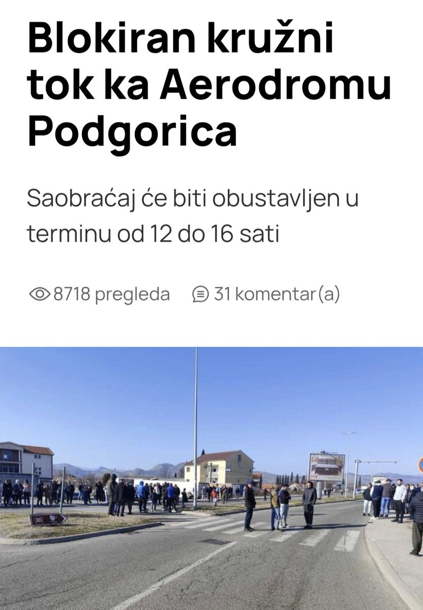 Vlada je duzna da obezbijedi slobodno kretanje ljudi i kapitala ili neka kupi prnje! Blokaderi neka blokirju Vladu, Skupstinu...pojedine trgove i sl...
Stvarno,da dvadesetak nekih neobrazovanih kleronacionalista blokira Aerodrom i glavne saobraćajnice to moze samo ođe! Pi...
👇