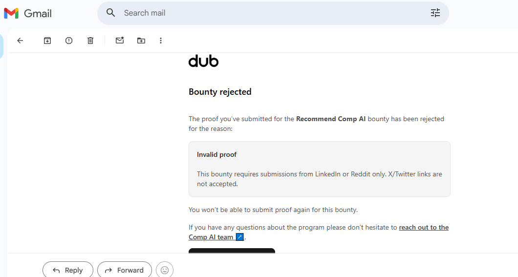 Qamar5618's tweet photo. Sir when this bounty live we need to recommend @compai on X, LinkedIn or Reddict and we recommended #CompAi on X and submitted all proof but later on team edited the bounty and removed X from bounty but we already submitted the proof of x in bounty but now rejected. @claud_fuen https://t.co/3s8nd0UyUT