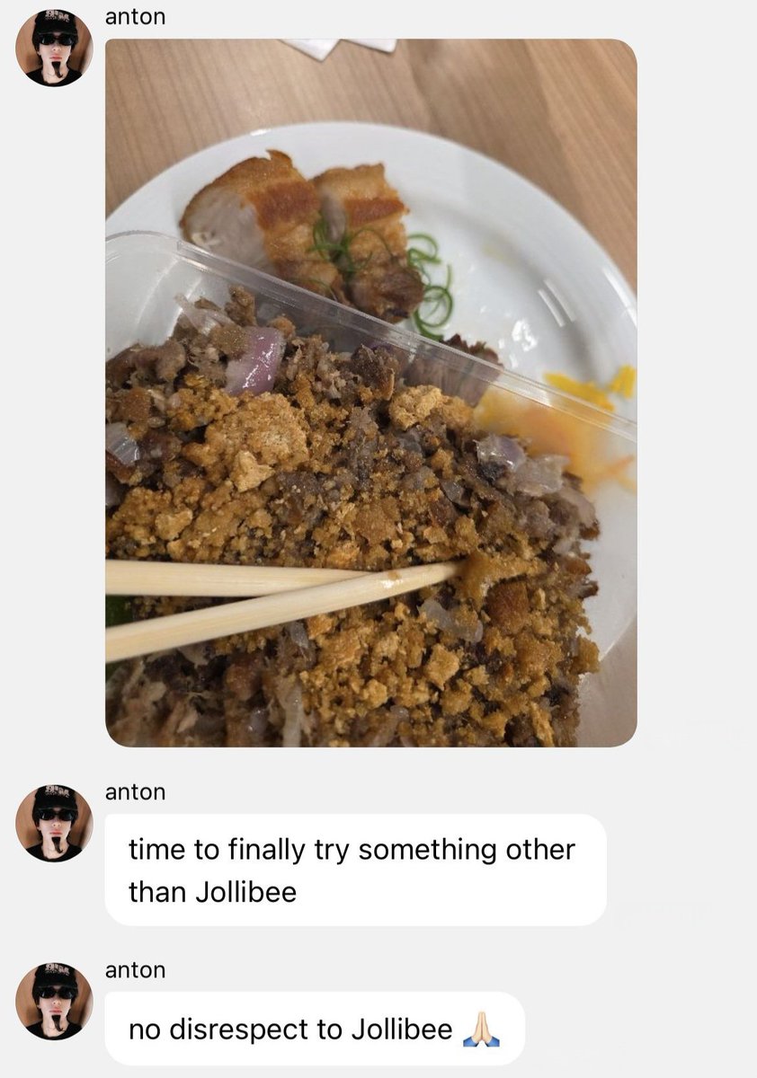 daintoiny's tweet image. anton eating lechon and sisig but damn why is jollibee catching strays LMFAOOO